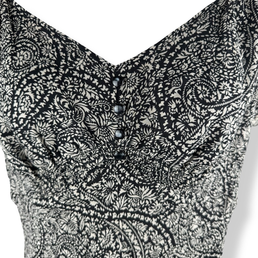 Womens 100% Silk Babydoll Top Size 10 Romantic Peasant Paisley Feminine Blouse - Picture 7 of 12